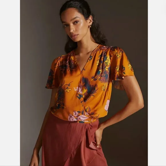 NWT Anthropologie Tiny Venus Floral Wrap Top Size Large - Picture 4 of 10